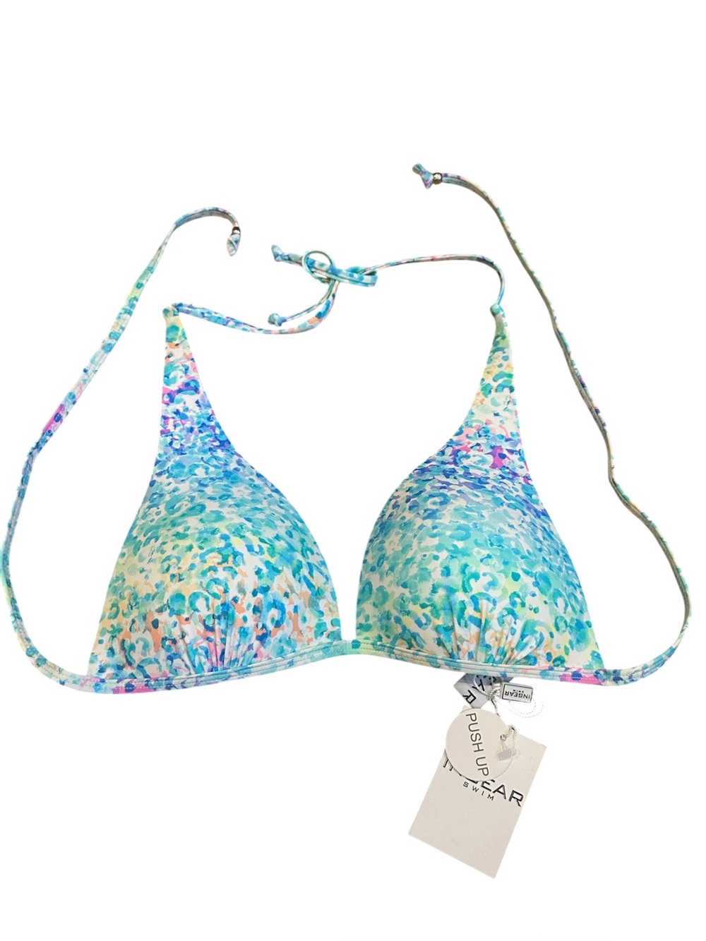 NwT Women Ingear Swim Push-Up Bikini Top S Aqua Floral Beach Summer Vacation